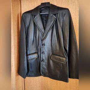 Women's black leather blazer
